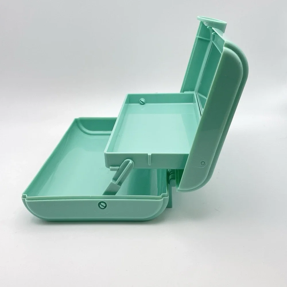 Caboodles‎ Take It Touch Up Cosmetic Makeup Organizer Sage Green 2 Tier W/Mirror